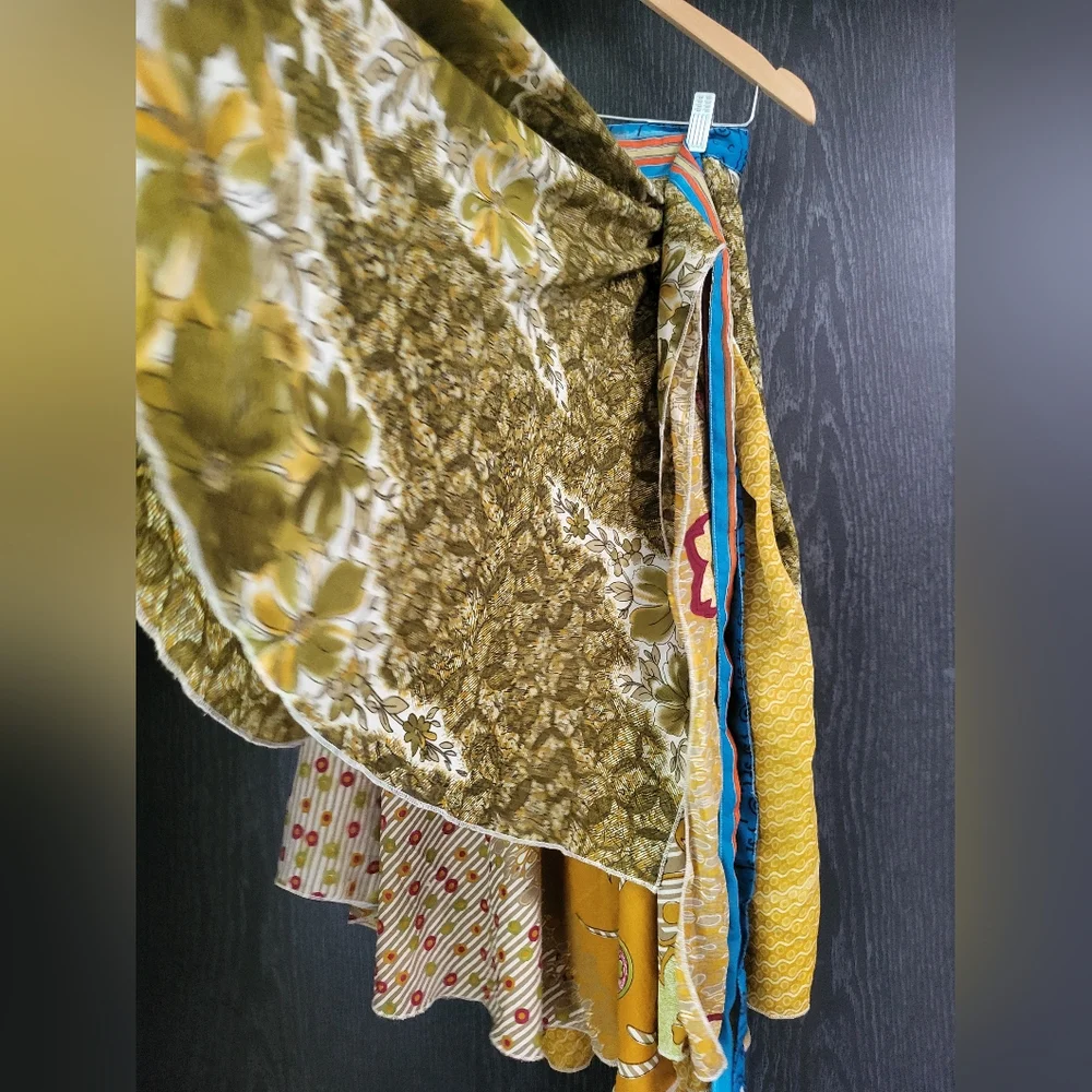 Kariza Yellow and Green A-Line Midi Skirt Or Beach Cover - Picture 3 of 16